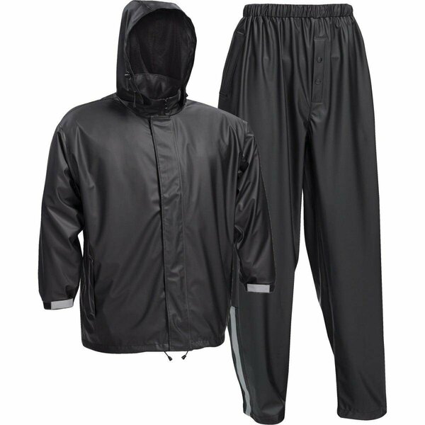 West Chester Protective Gear Protective Gear Large 3-Piece Black Polyester Rain Suit 44520/L
